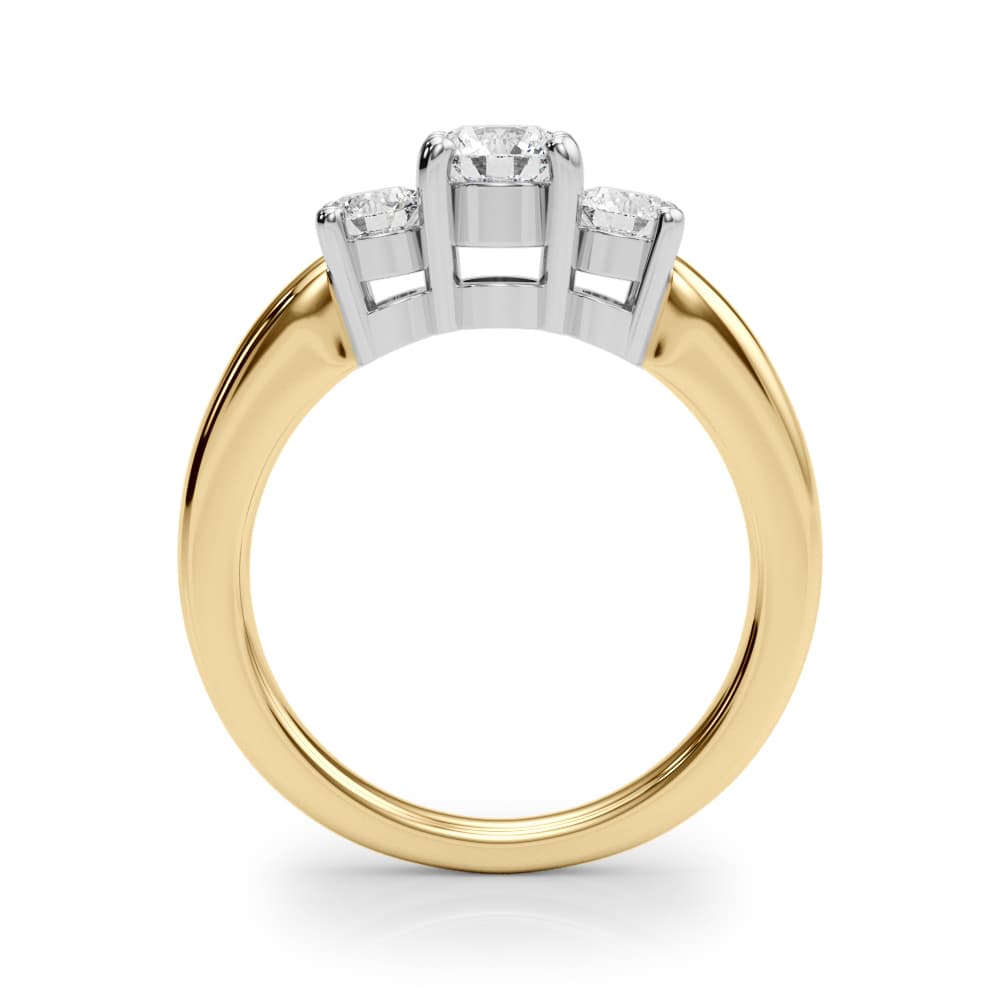 3-Stone Engagement Ring, style LGDR022, Side view in yellow gold