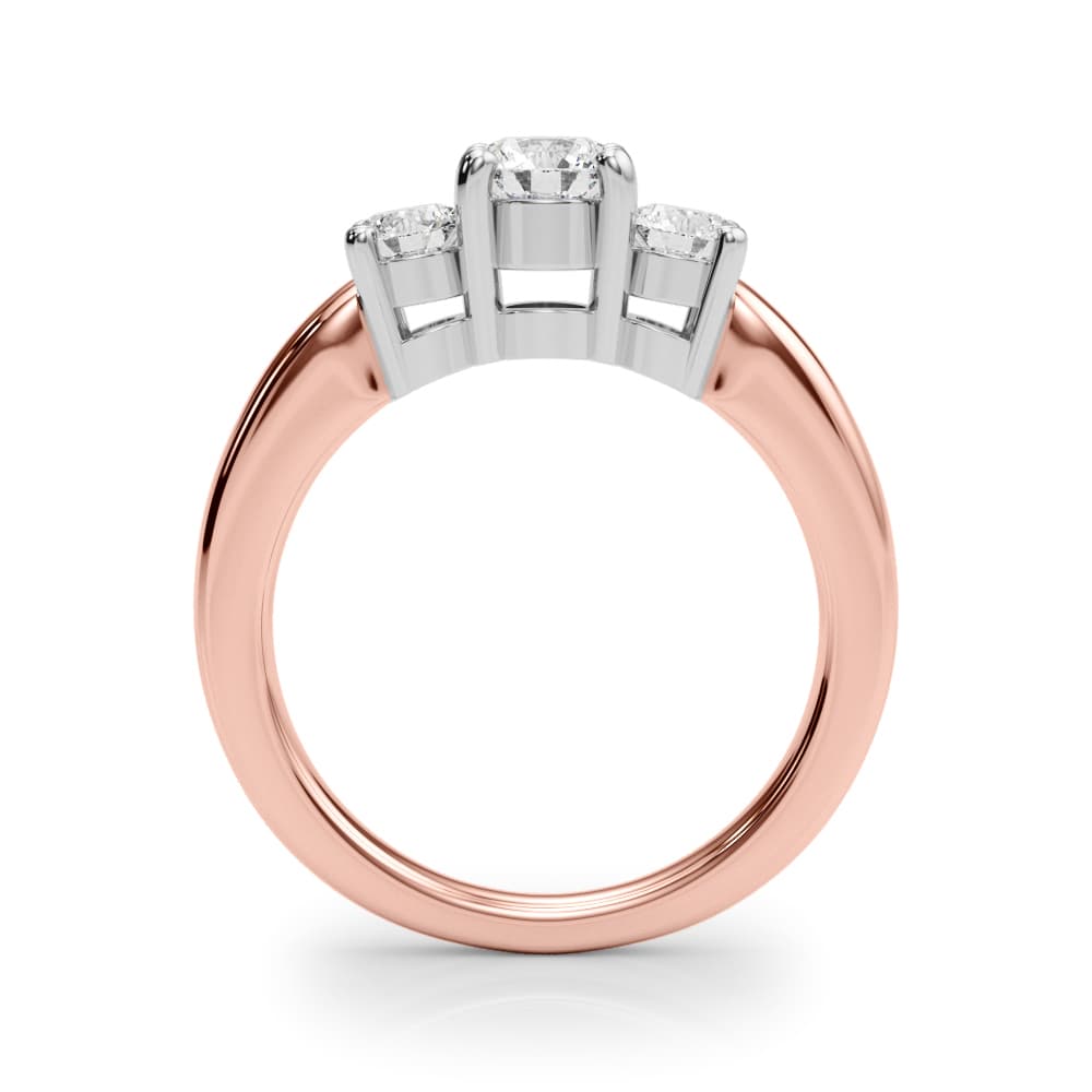 3-Stone Engagement Ring, style LGDR022, Side view in rose gold