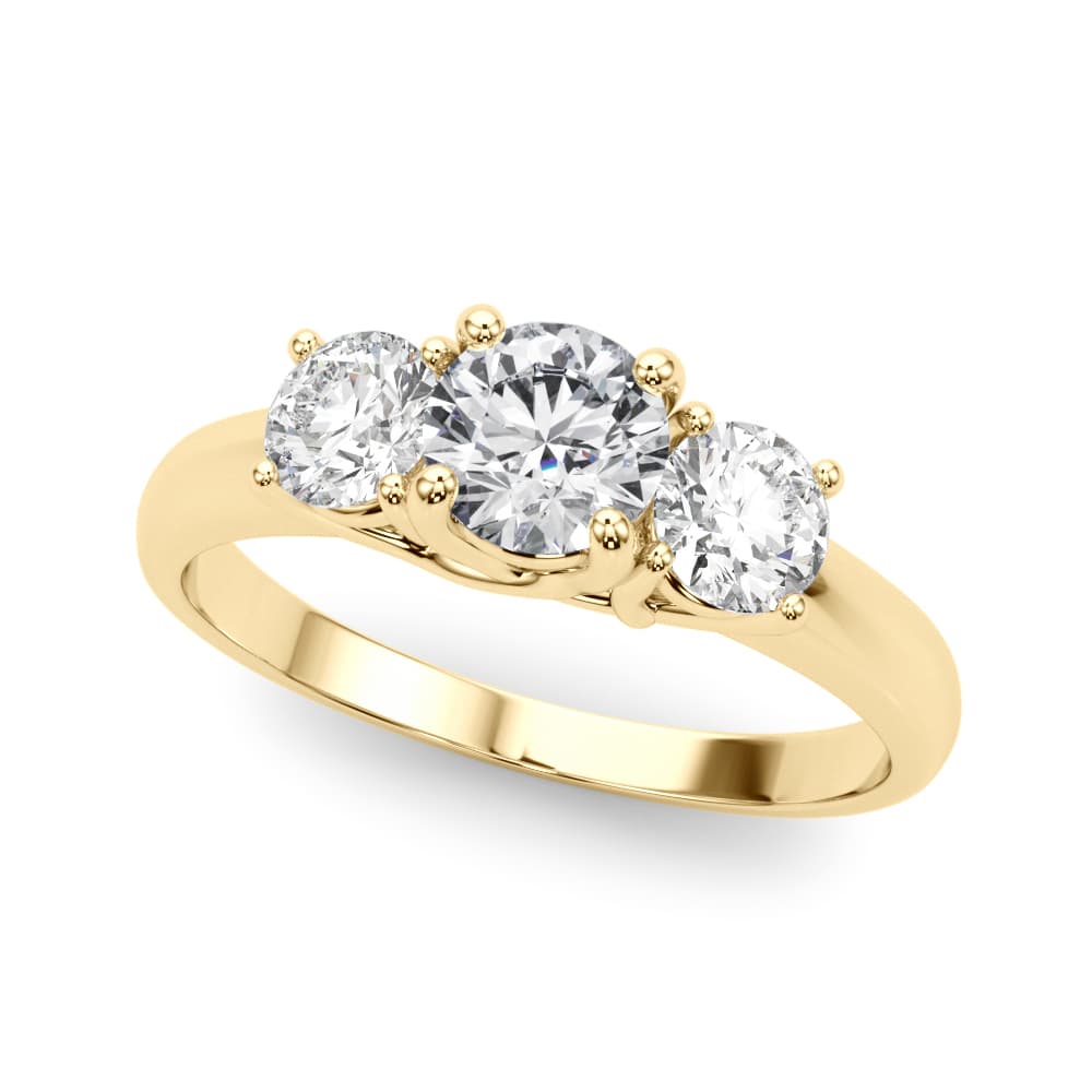 3-Stone Round Trellis Engagement Ring, style LGDR023, Front view in yellow gold