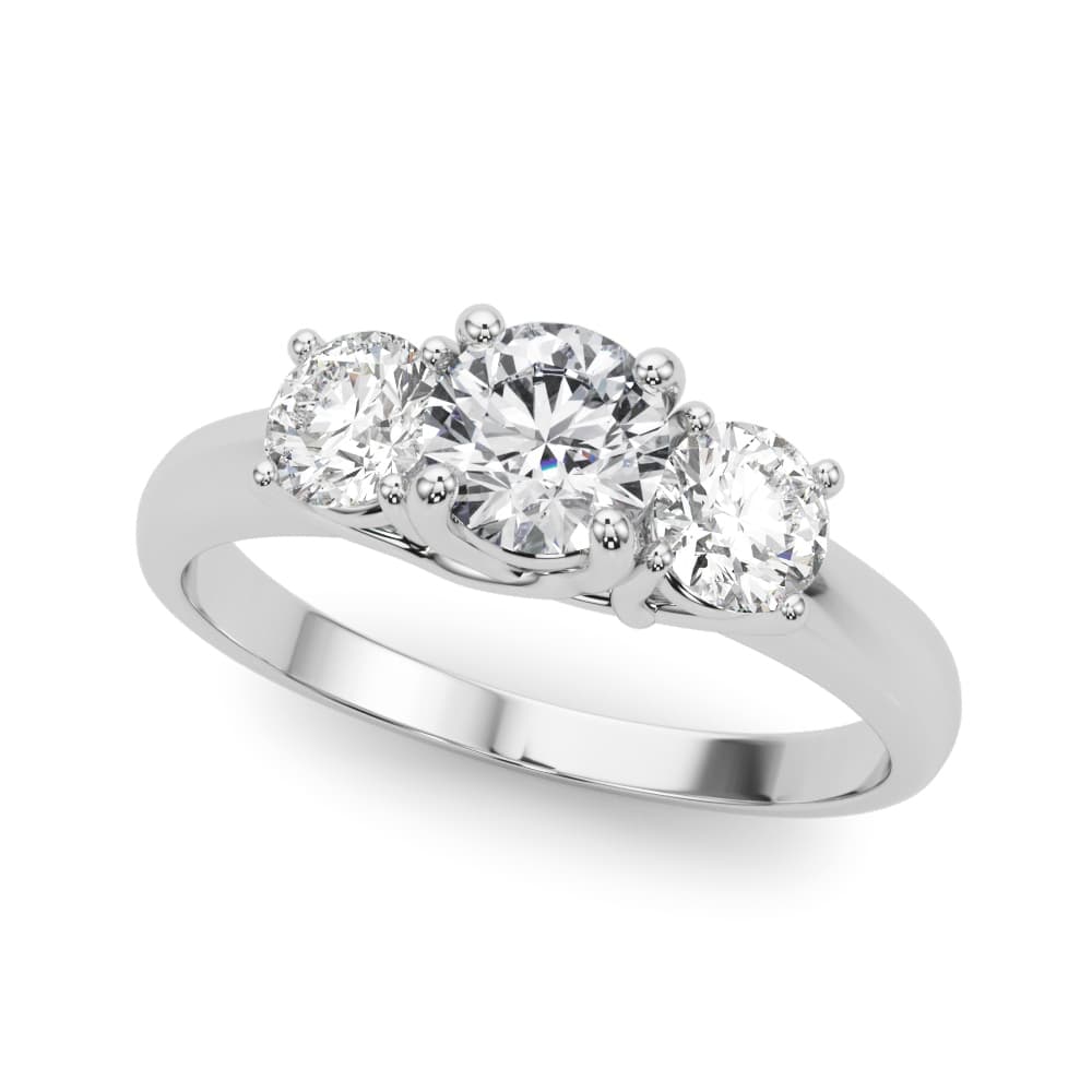 3-Stone Round Trellis Engagement Ring — style LGDR023 in 10k White Gold