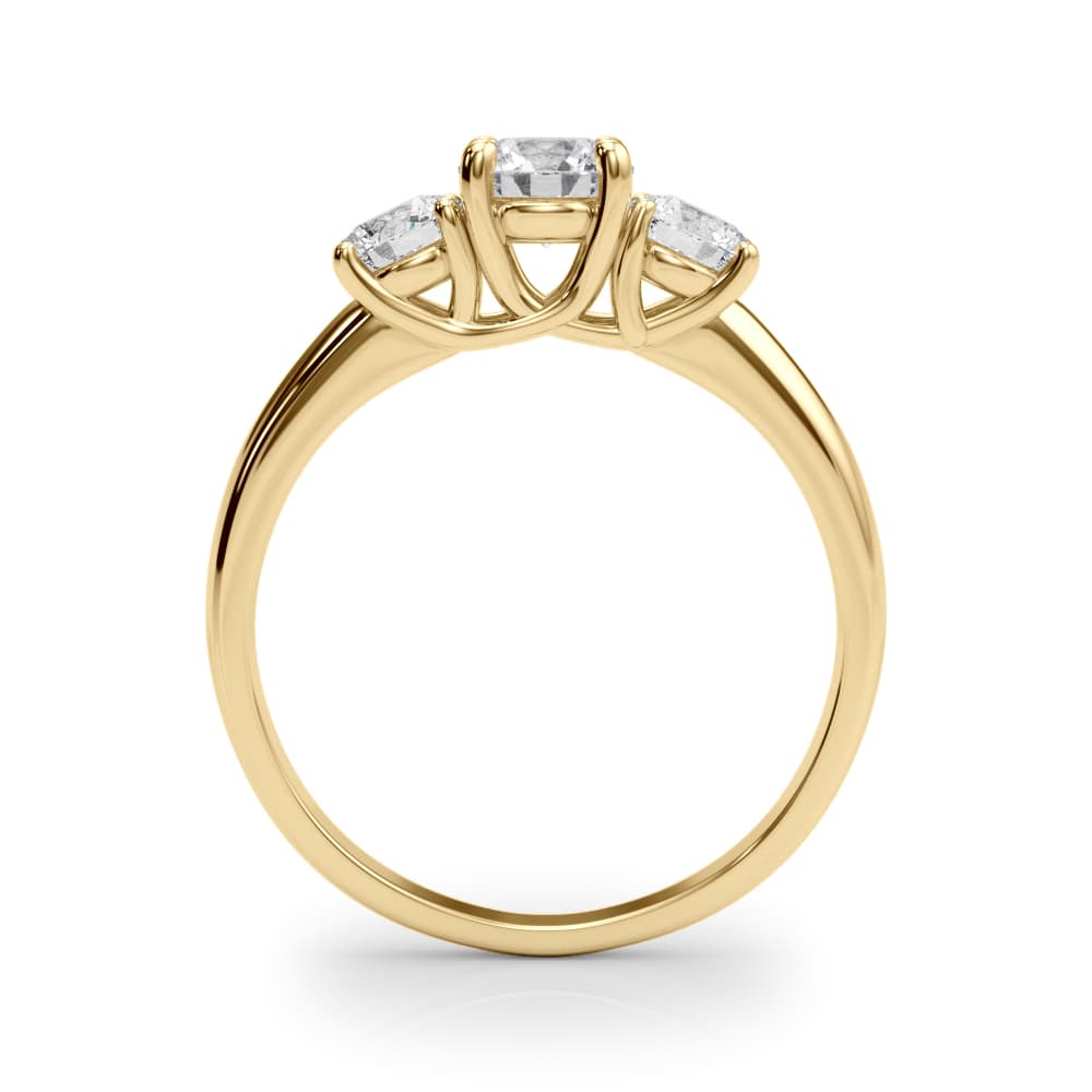 3-Stone Round Trellis Engagement Ring, style LGDR023, Side view in yellow gold