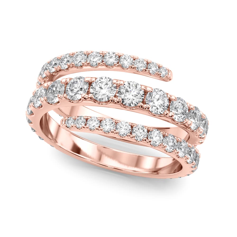 Split Shank Swirl Ring (1.55 ct. tw.), Front view in rose gold