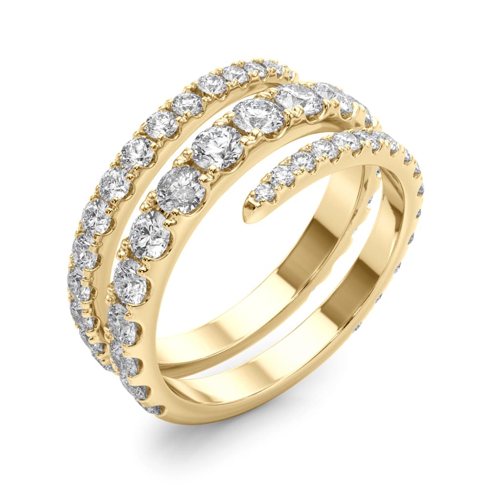 Split Shank Swirl Ring (1.55 ct. tw.), Angle view in yellow gold