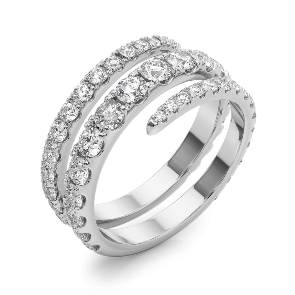 Split Shank Swirl Ring (1.55 ct. tw.), Angle view in white gold or platinum