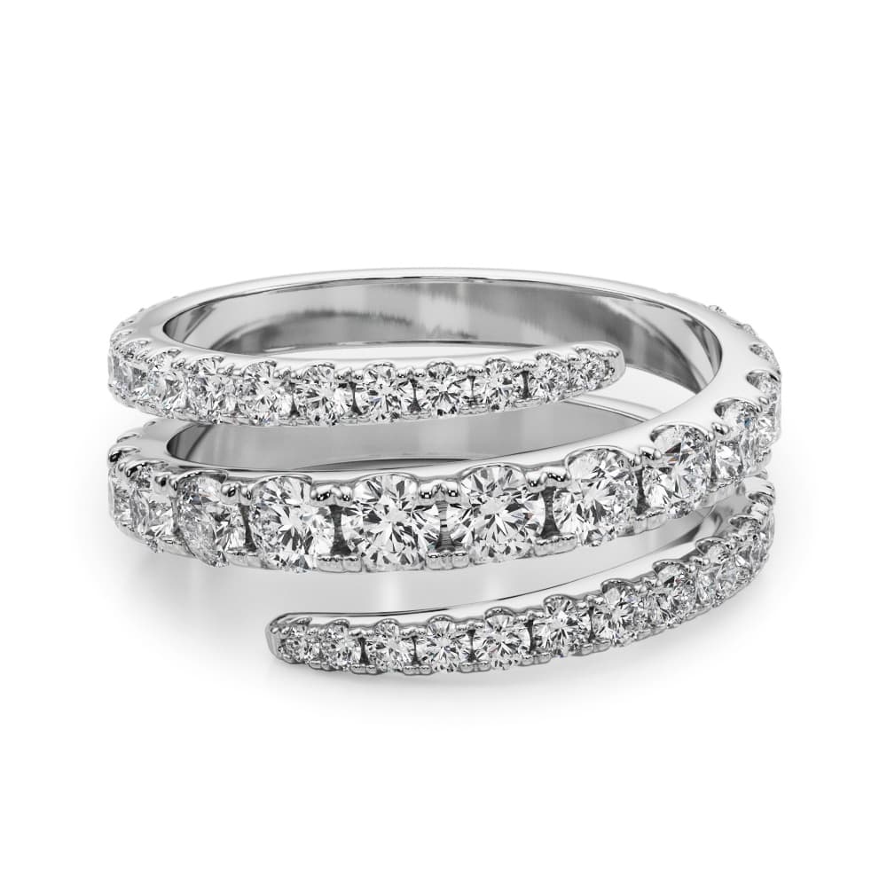 Split Shank Swirl Ring (1.55 ct. tw.), On hand view in white gold or platinum