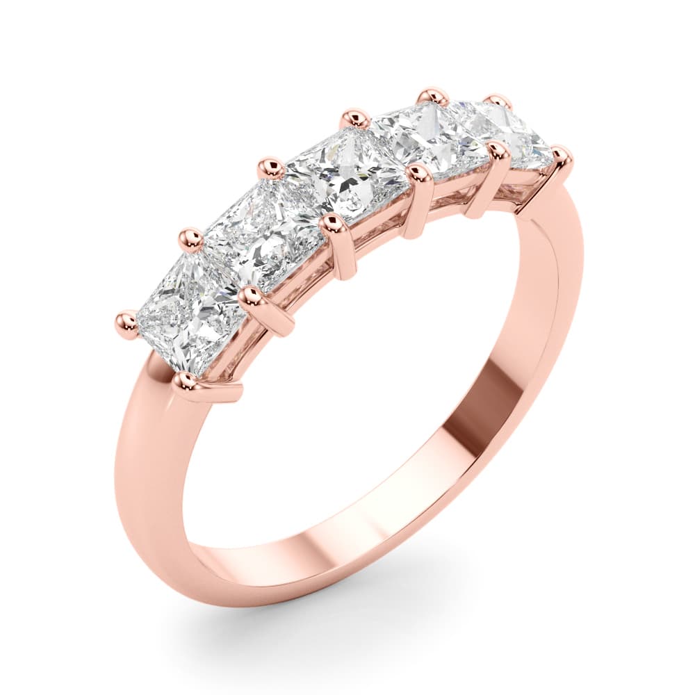 5-Stone Princess Cut Wedding Band (1.95 ct. tw.), Angle view in rose gold