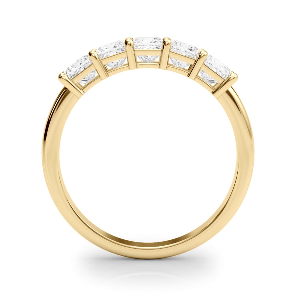 5-Stone Princess Cut Wedding Band (0.85 ct. tw.), Side view in yellow gold