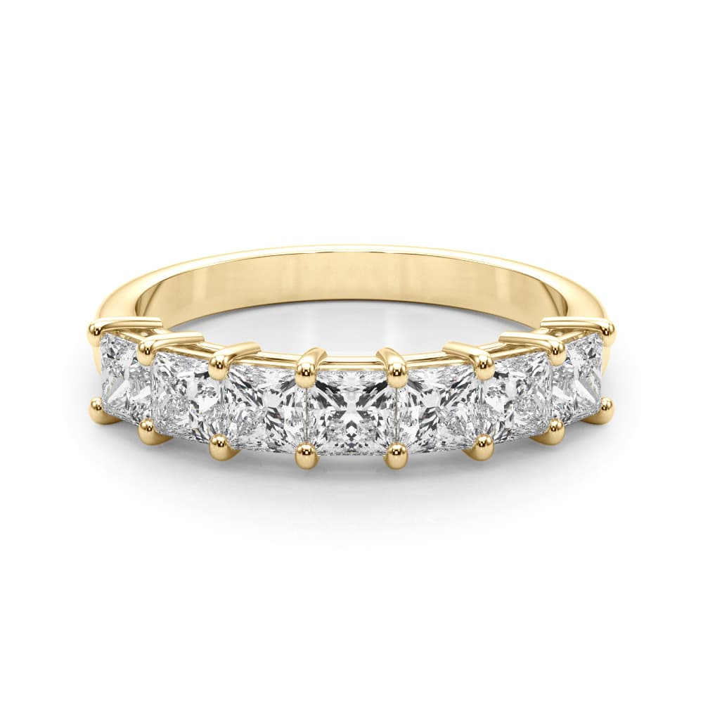 Lab-Grown Diamond 7-Stone Princess Cut Band (1.4 ct. tw.), On hand view in yellow gold