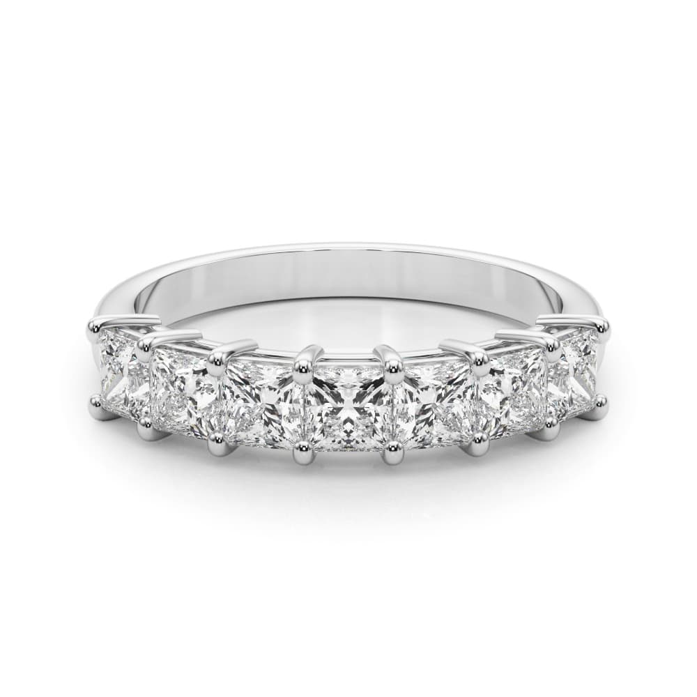 Lab-Grown Diamond 7-Stone Princess Cut Band (1.4 ct. tw.), On hand view in white gold or platinum