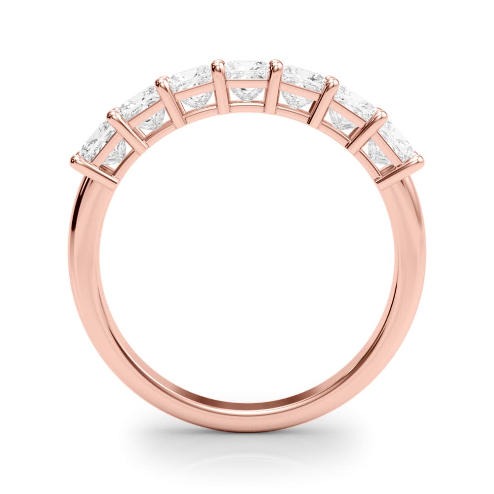 Lab-Grown Diamond 7-Stone Princess Cut Band (7/8 ct. tw.), Side view in rose gold