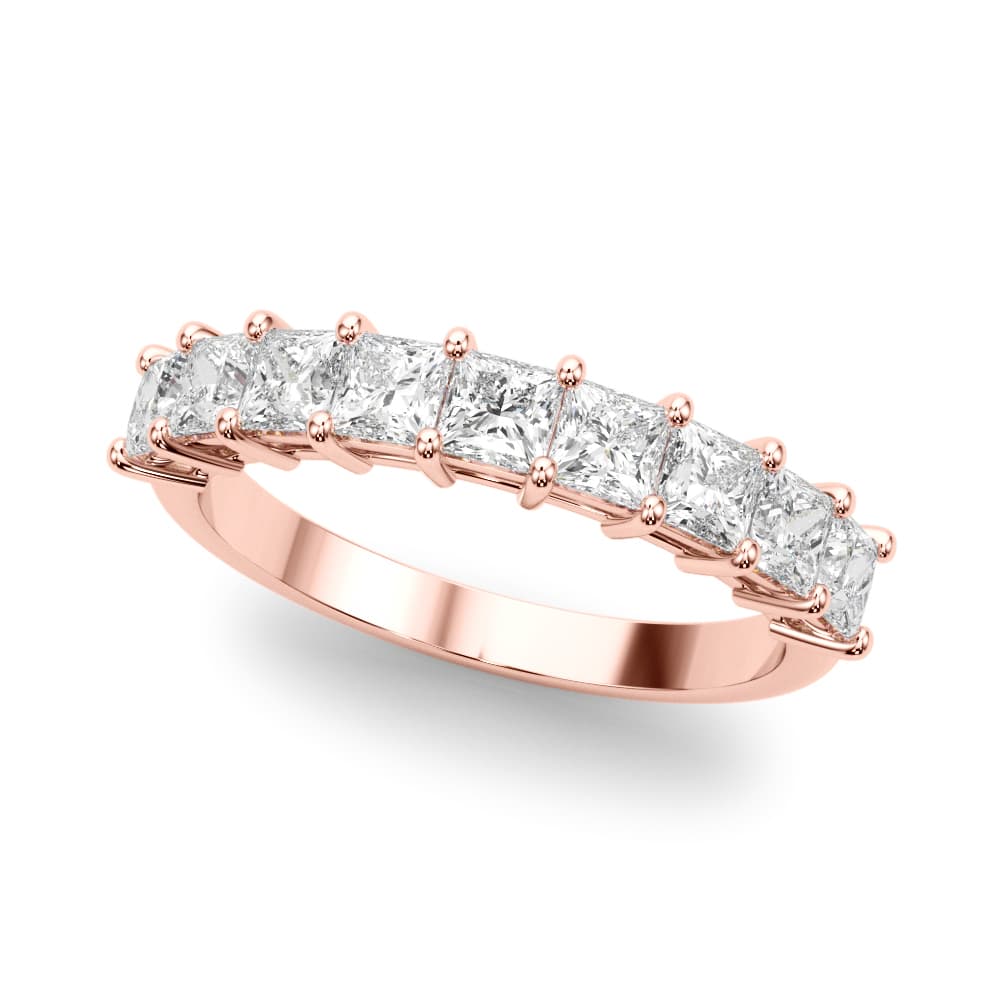 Lab Grown Diamond 9-Stone Princess Cut Wedding Band (1.8 ct. tw.), Front view in rose gold