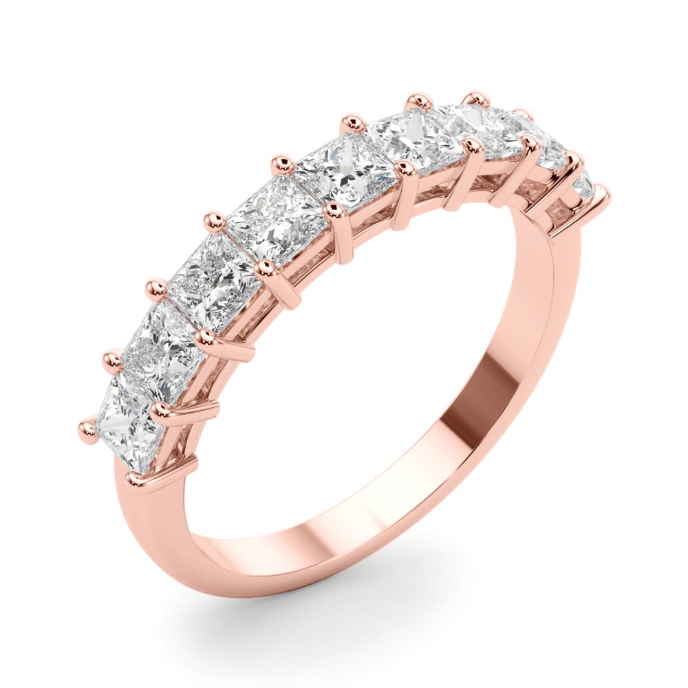 Lab Grown Diamond 9-Stone Princess Cut Wedding Band (1.8 ct. tw.), Angle view in rose gold