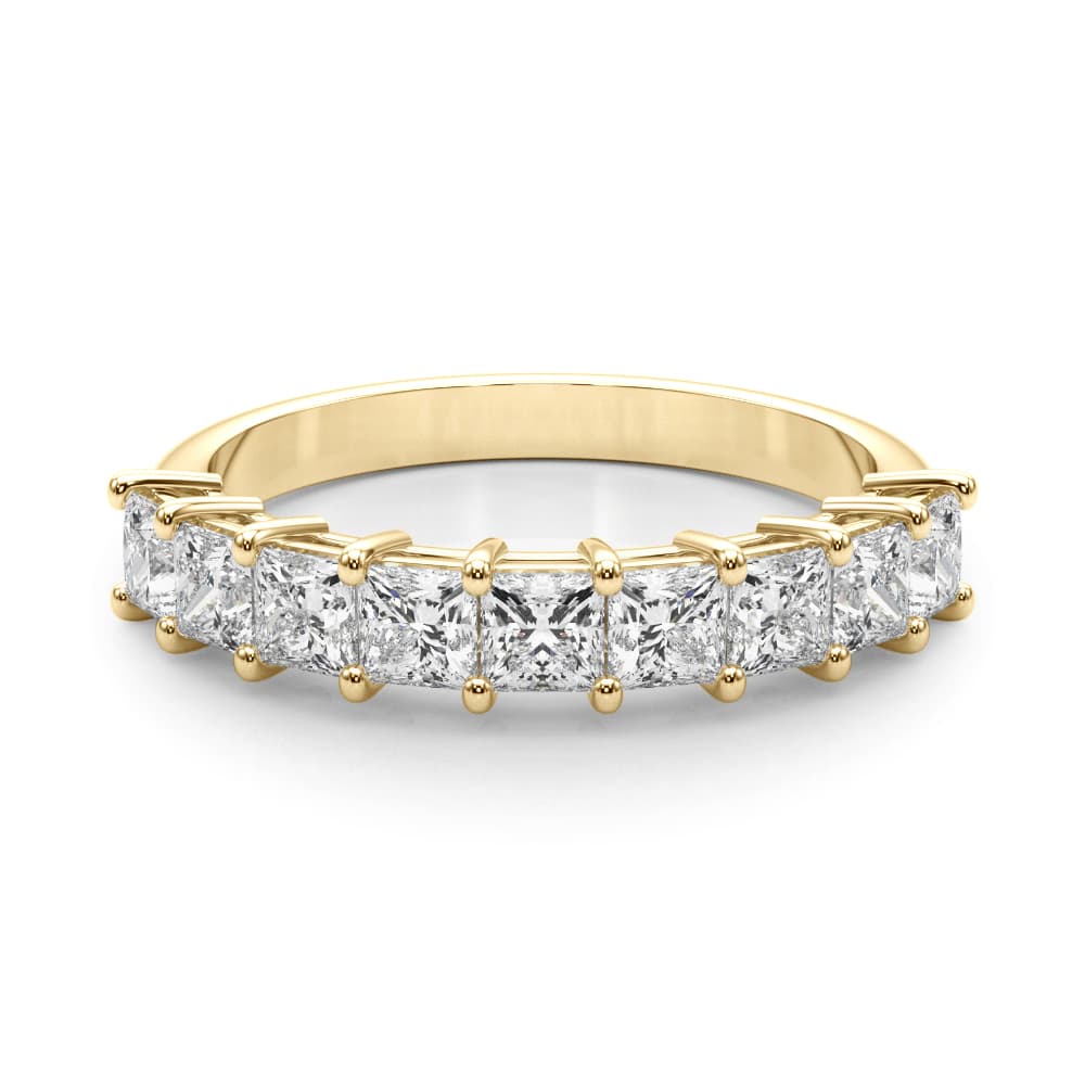 Lab Grown Diamond 9-Stone Princess Cut Wedding Band (1 1/3 ct. tw.), On hand view in yellow gold