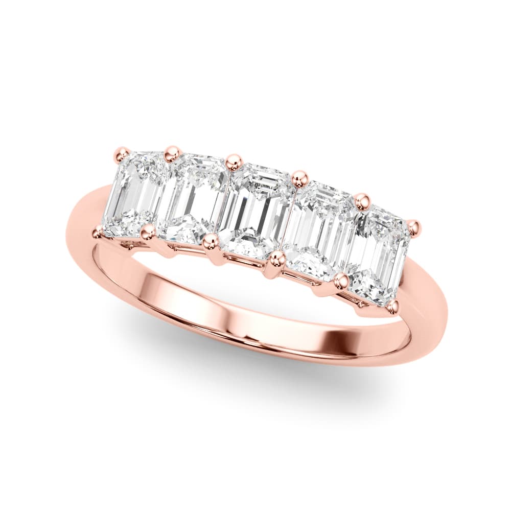 Lab-Grown Diamond 5-Stone Emerald Cut Band (2 ct. tw.), Front view in rose gold