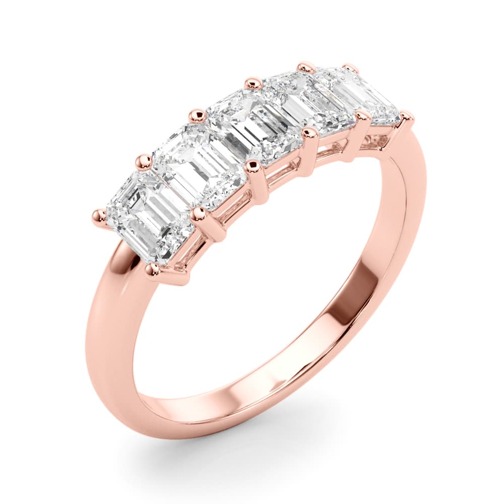 Lab-Grown Diamond 5-Stone Emerald Cut Band (2 ct. tw.), Angle view in rose gold