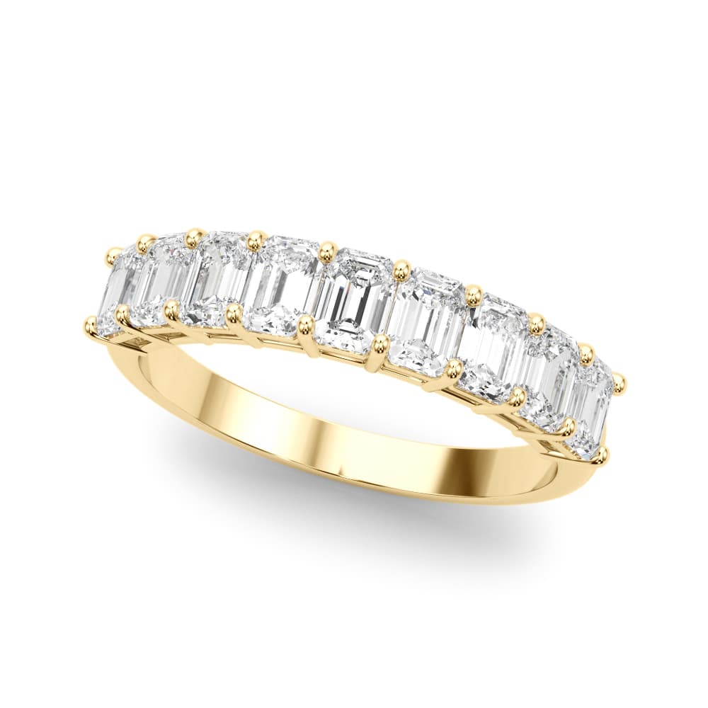 Lab-Grown Diamond 9-Stone Emerald Cut Band (2 1/4 ct. tw.), Front view in yellow gold