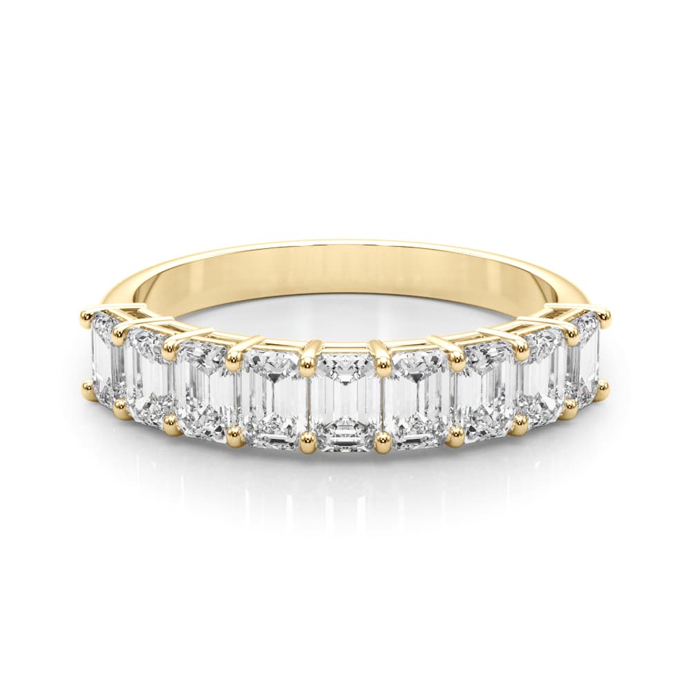 Lab-Grown Diamond 9-Stone Emerald Cut Band (2 1/4 ct. tw.), On hand view in yellow gold
