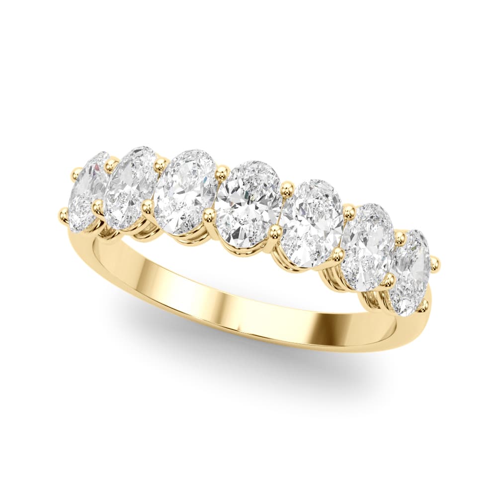 Lab-Grown Diamond 7-Stone Oval Band (2 ct. tw.), Front view in yellow gold