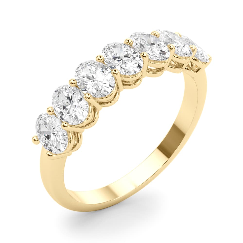 Lab-Grown Diamond 7-Stone Oval Band (2 ct. tw.), Angle view in yellow gold