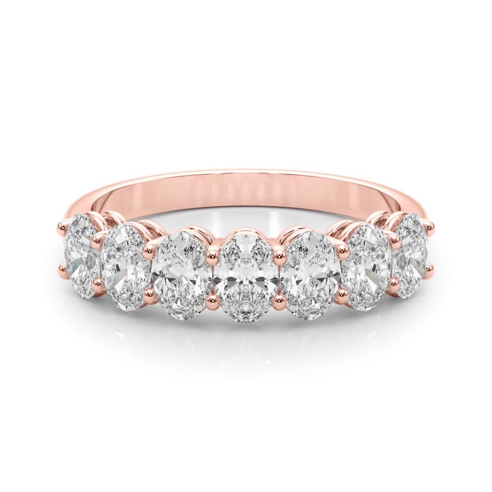 Lab-Grown Diamond 7-Stone Oval Band (2 ct. tw.), On hand view in rose gold