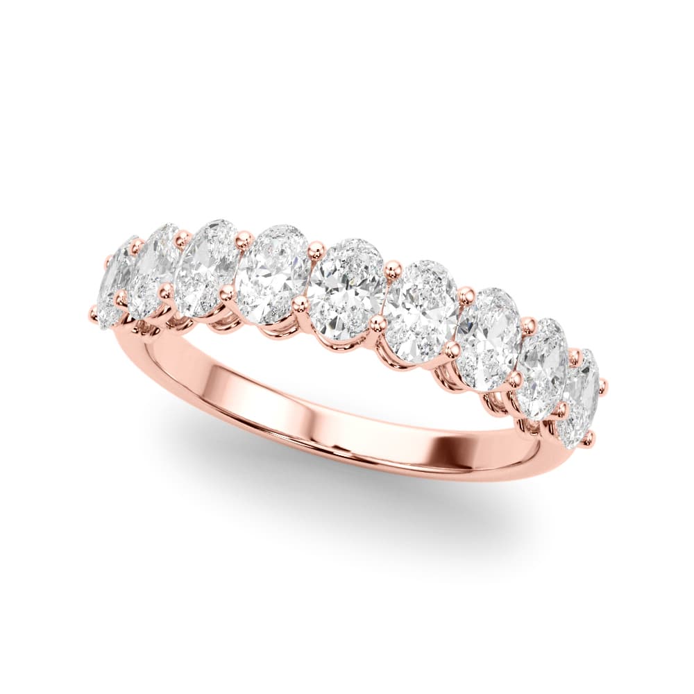 Lab-Grown Diamond 9-Stone Oval Wedding Band (1.8 ct. tw.), Front view in rose gold