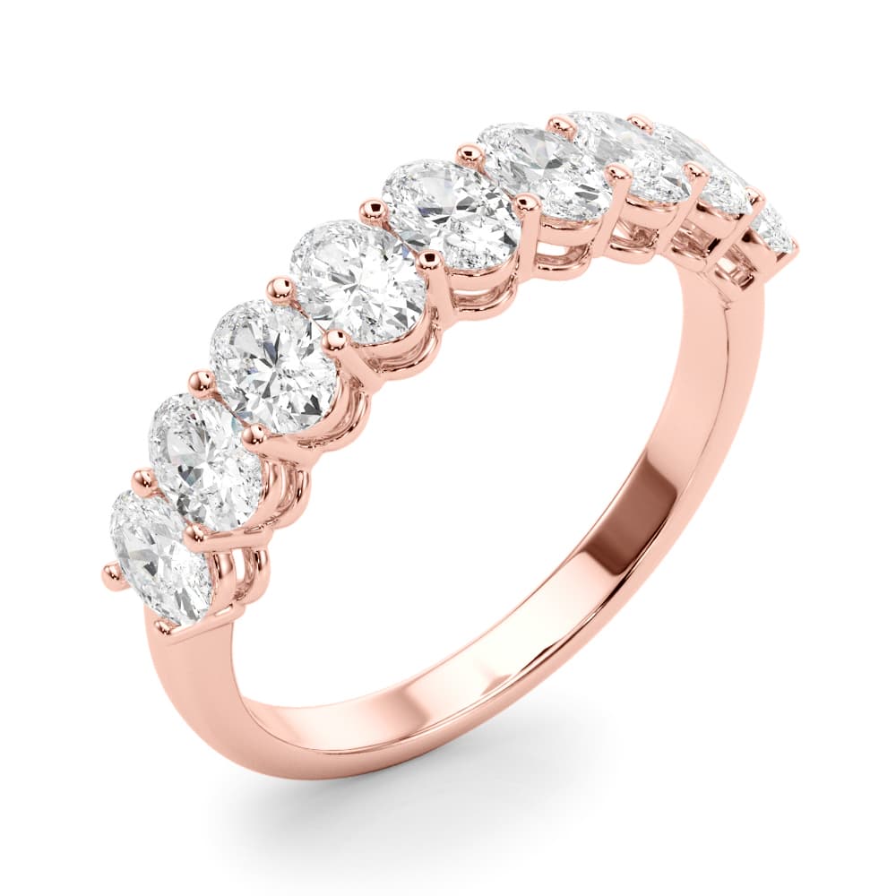 Lab-Grown Diamond 9-Stone Oval Wedding Band (1.8 ct. tw.), Angle view in rose gold