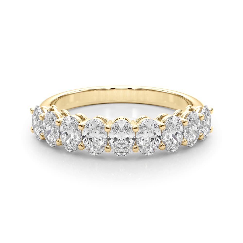 Half Eternity Oval Wedding Band (2.16 ct. tw.), On hand view in yellow gold