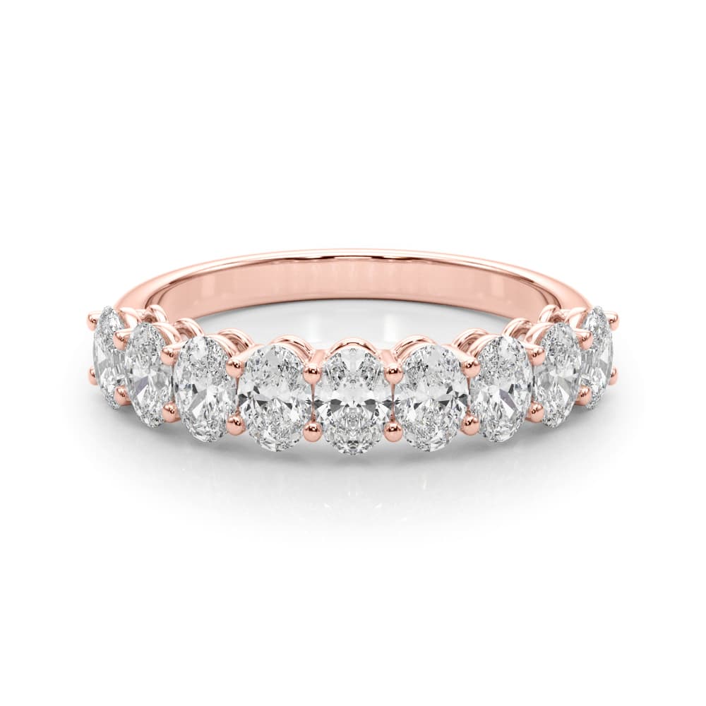 Lab-Grown Diamond 9-Stone Oval Wedding Band (1.8 ct. tw.), On hand view in rose gold