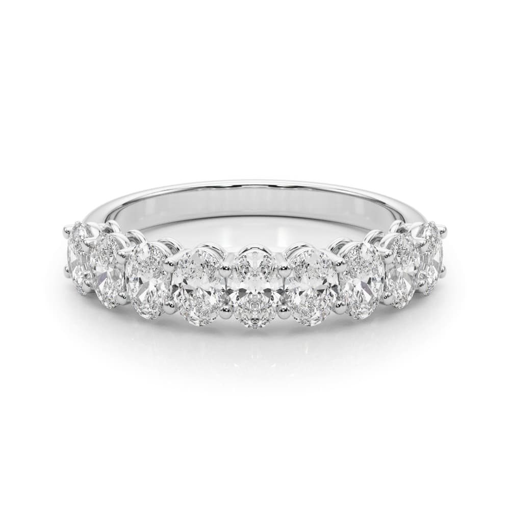 Half Eternity Oval Wedding Band (2.16 ct. tw.), On hand view in white gold or platinum