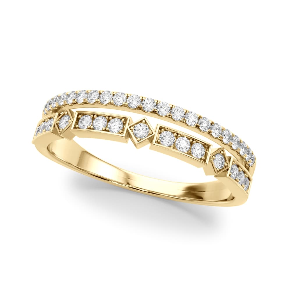 Double Row Lab-Grown Diamond Fashion Band (0.18 ct. tw.), Front view in yellow gold