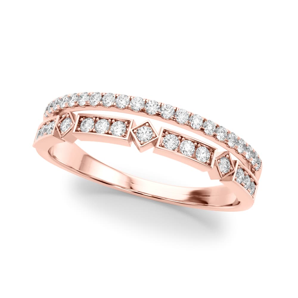 Double Row Lab-Grown Diamond Fashion Band (0.18 ct. tw.), Front view in rose gold