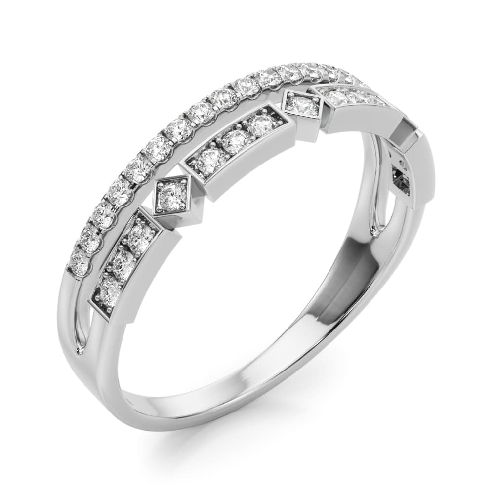 Double Row Lab-Grown Diamond Fashion Band (0.18 ct. tw.), Angle view in white gold or platinum
