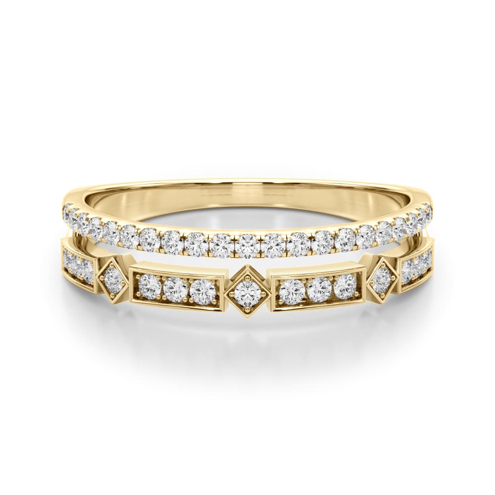 Double Row Lab-Grown Diamond Fashion Band (0.18 ct. tw.), On hand view in yellow gold