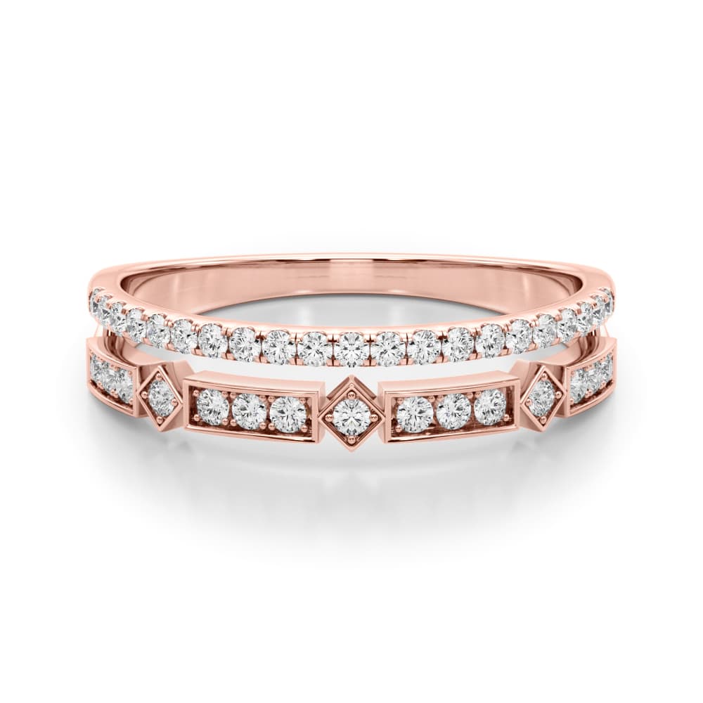 Double Row Lab-Grown Diamond Fashion Band (0.18 ct. tw.), On hand view in rose gold