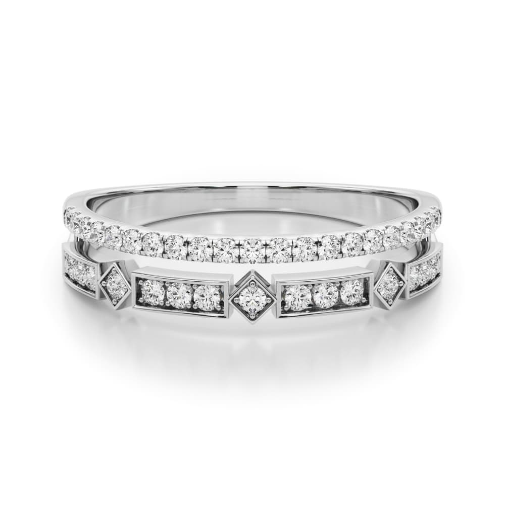 Double Row Lab-Grown Diamond Fashion Band (0.18 ct. tw.), On hand view in white gold or platinum