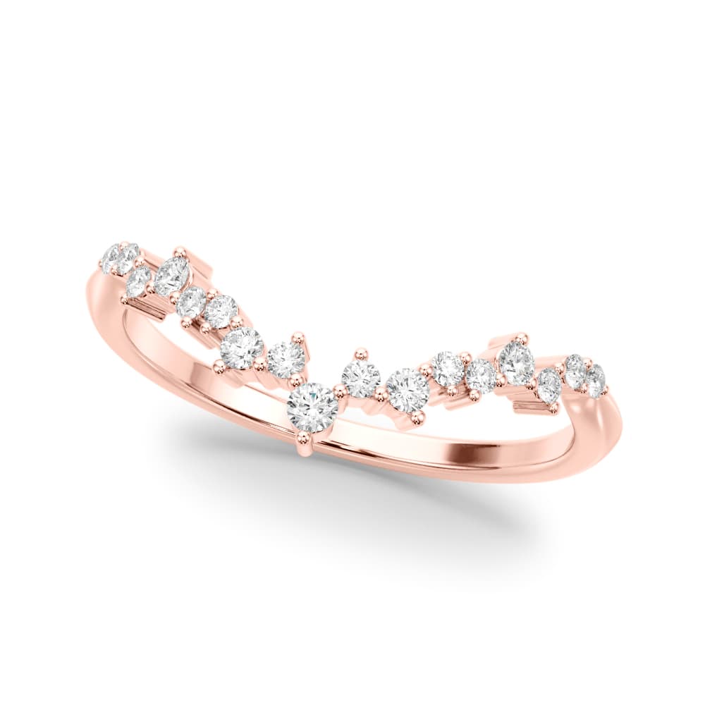 Scatter Round Curved Fashion Rings (0.18 ct. tw.), Front view in rose gold