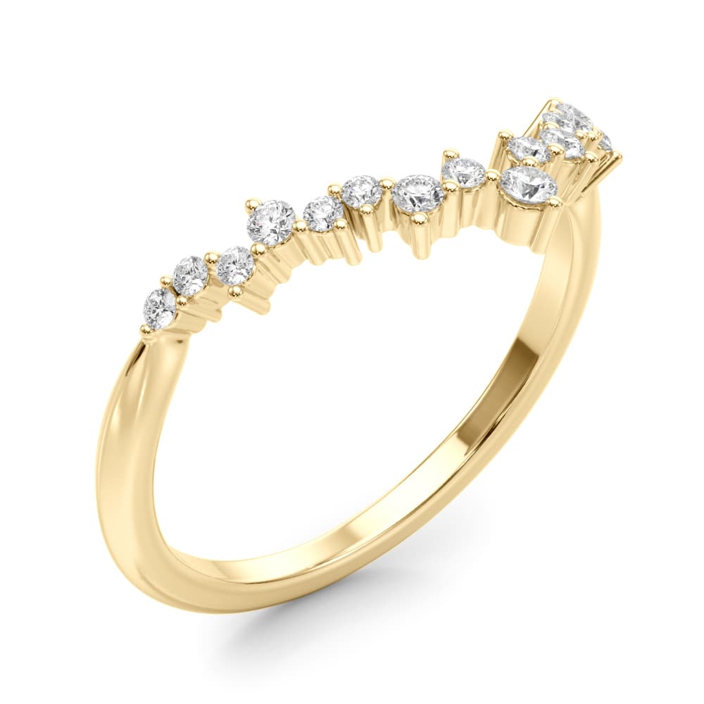 Scatter Round Curved Fashion Rings (0.18 ct. tw.), Angle view in yellow gold