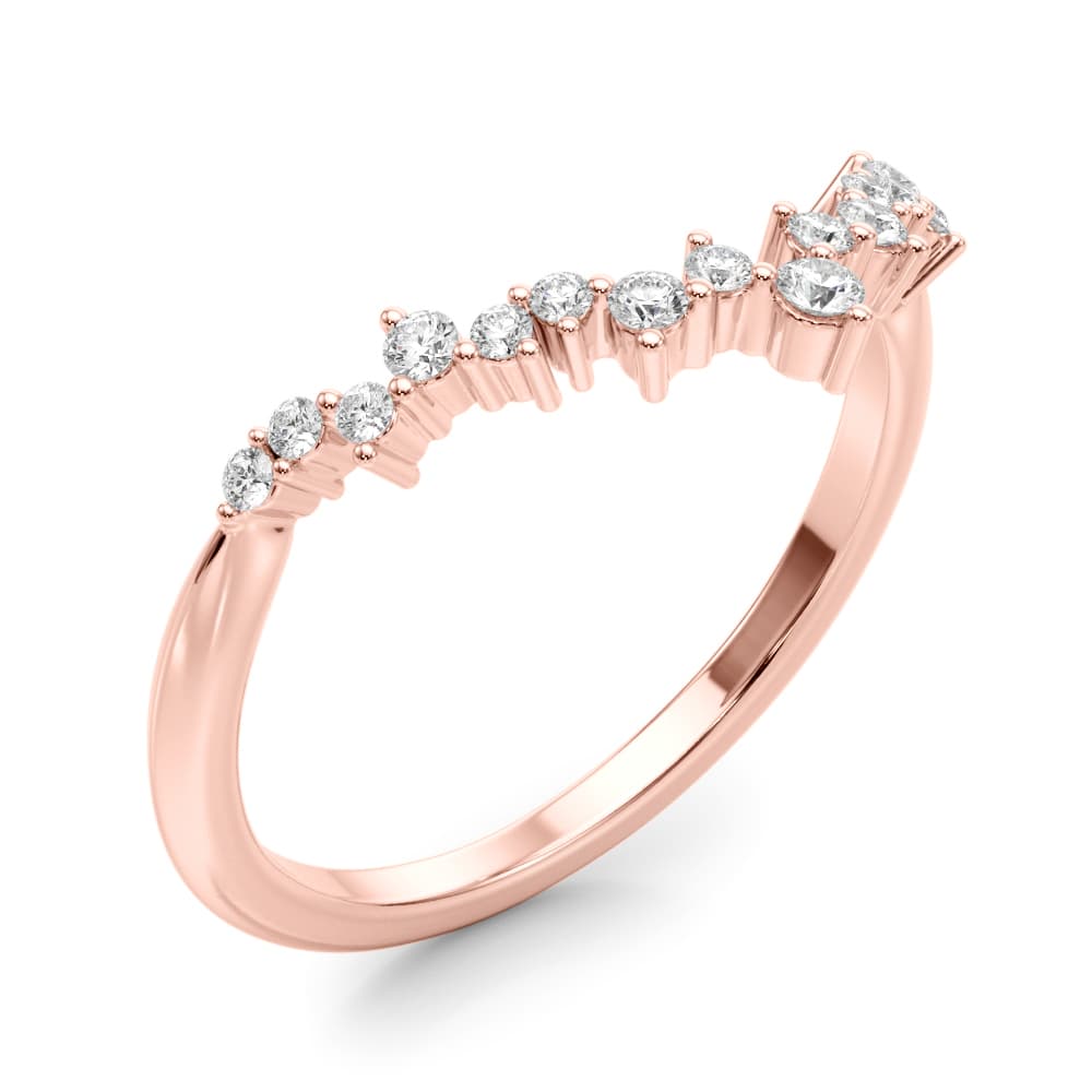 Scatter Round Curved Fashion Rings (0.18 ct. tw.), Angle view in rose gold