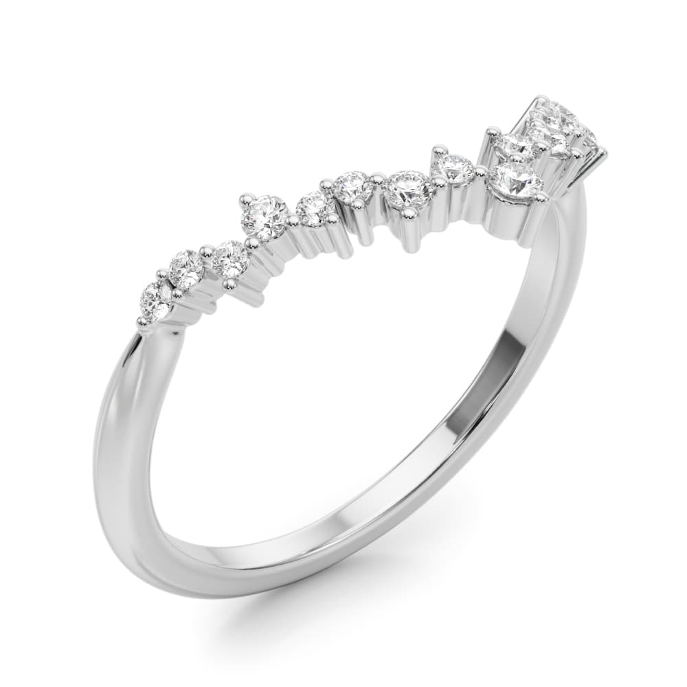 Scatter Round Curved Fashion Rings (0.18 ct. tw.), Angle view in white gold or platinum