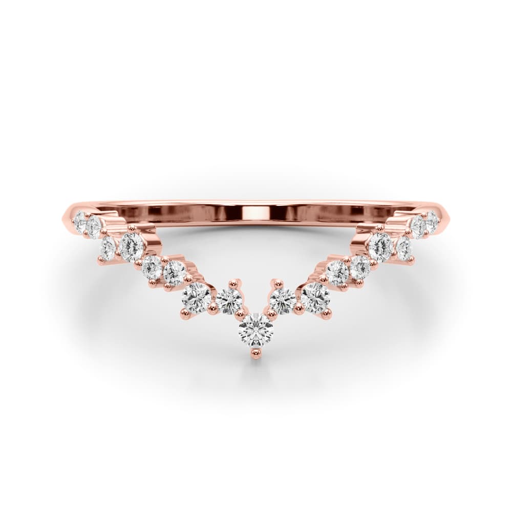 Scatter Round Curved Fashion Rings (0.18 ct. tw.), On hand view in rose gold