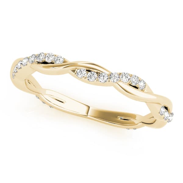 Lab Grown Diamond Twisting Wedding Band (0.2 ct. tw.), Front view in yellow gold