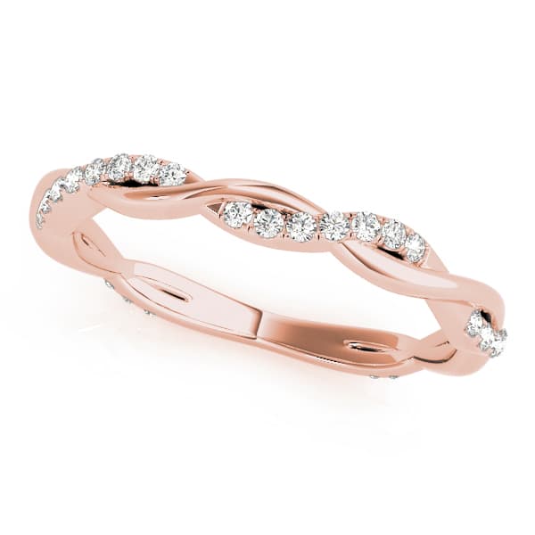 Lab Grown Diamond Twisting Wedding Band (0.2 ct. tw.), Front view in rose gold
