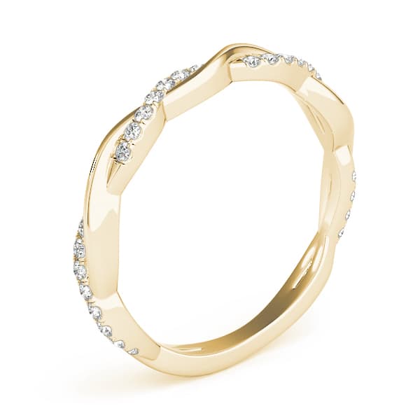 Lab Grown Diamond Twisting Wedding Band (0.2 ct. tw.), Angle view in yellow gold