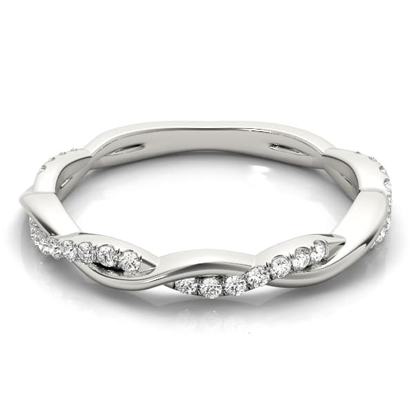 Lab Grown Diamond Twisting Wedding Band (0.2 ct. tw.), On hand view in white gold or platinum