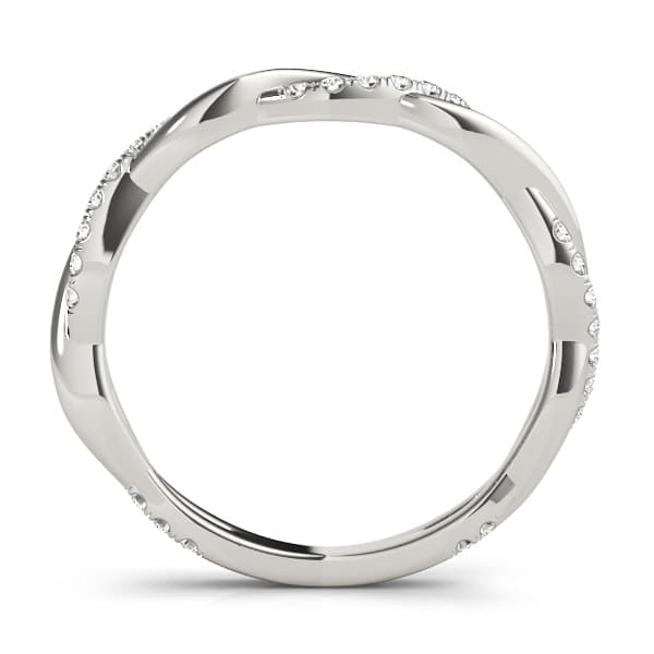 Lab Grown Diamond Twisting Wedding Band (0.2 ct. tw.), Side view in white gold or platinum