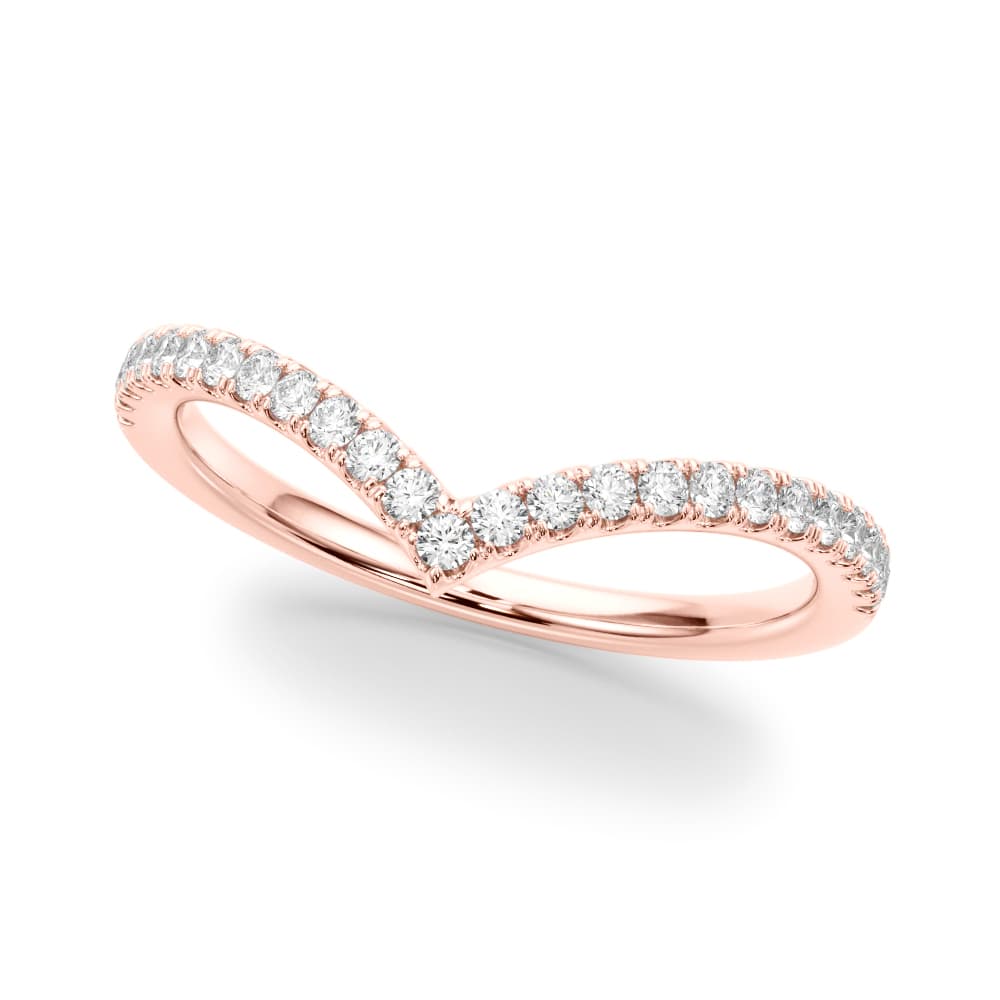 Chevron Wedding Bands (0.19 ct. tw.), Front view in rose gold