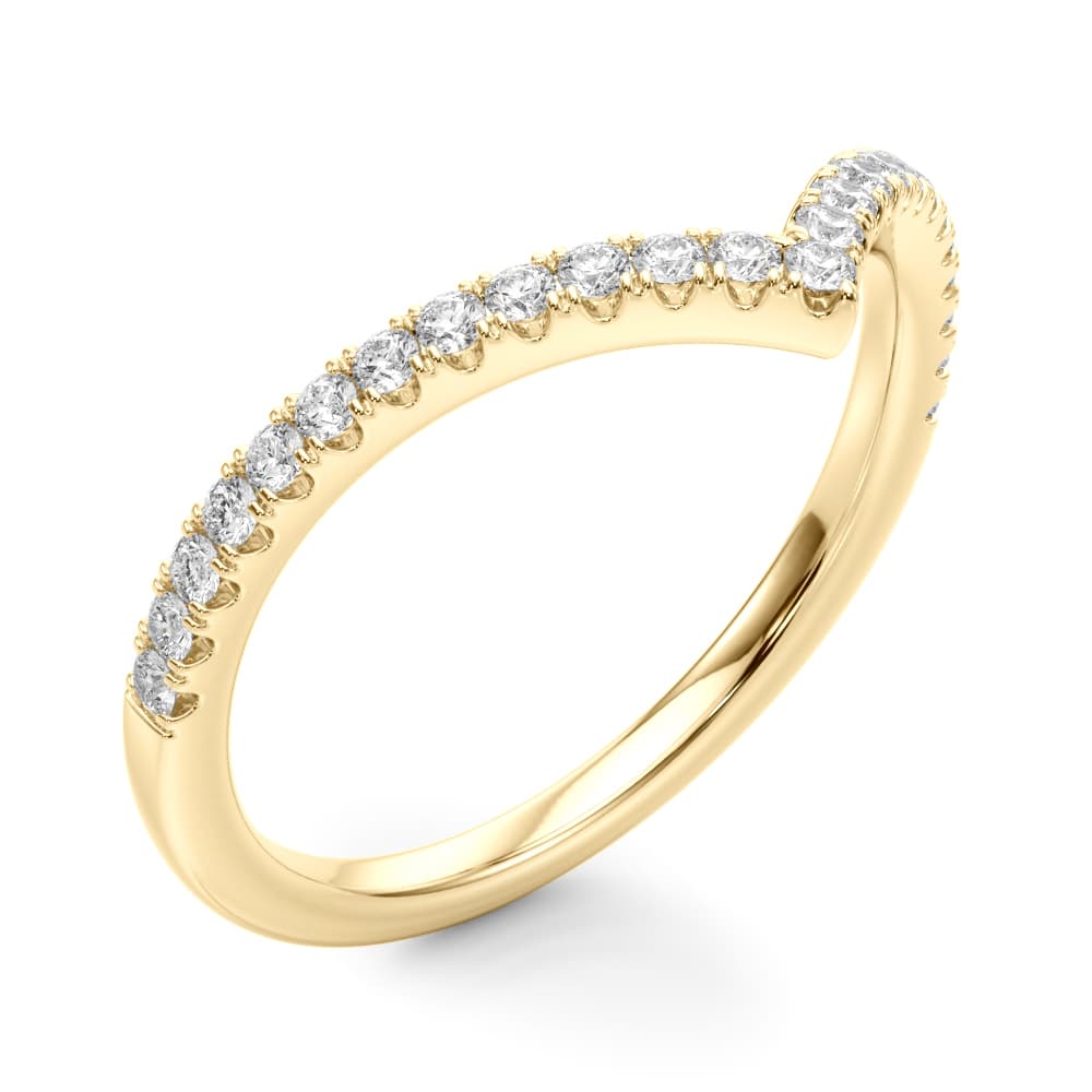 Chevron Wedding Bands (0.19 ct. tw.), Angle view in yellow gold