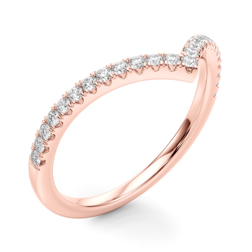 Chevron Wedding Bands (0.19 ct. tw.), Angle view in rose gold