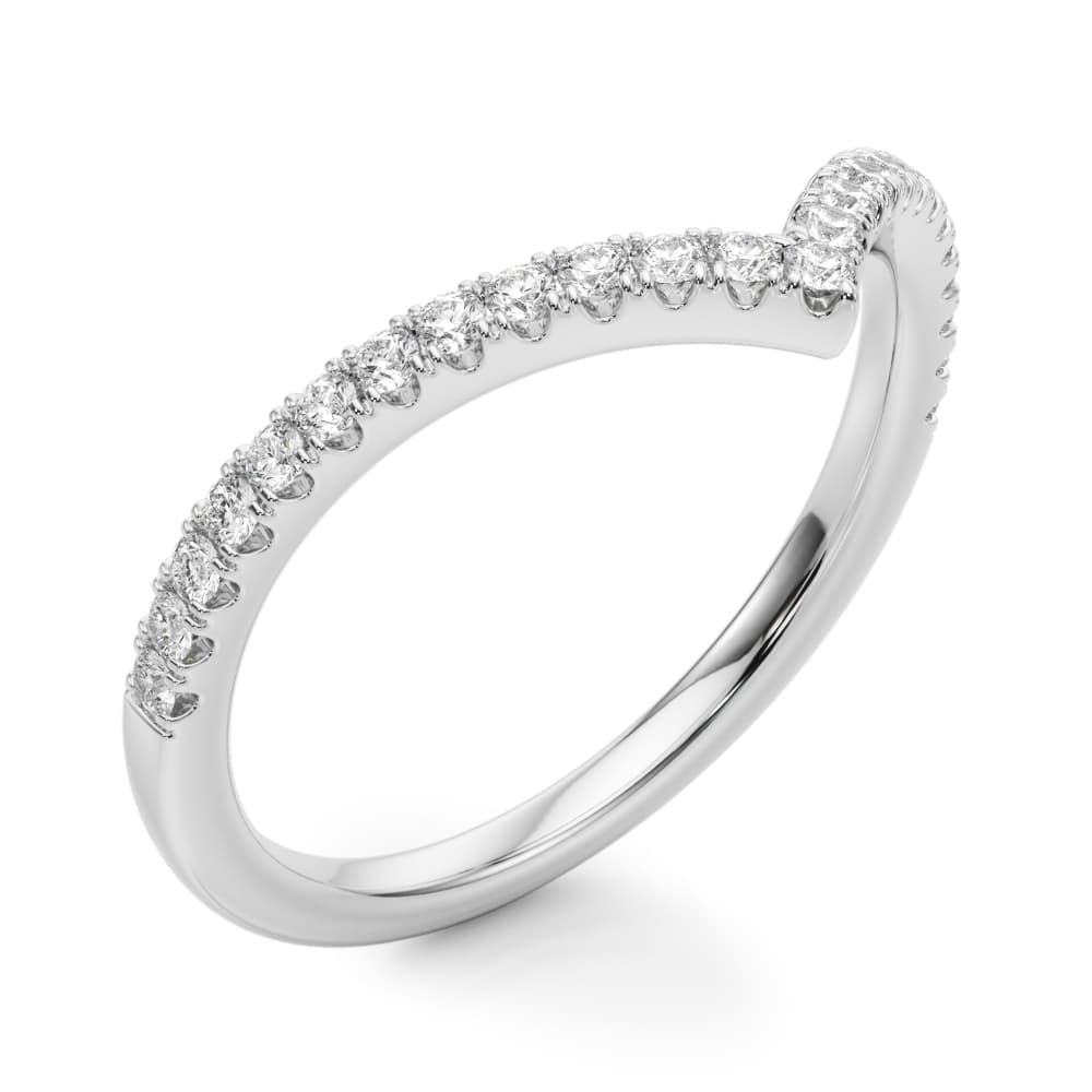 Chevron Wedding Bands (0.19 ct. tw.), Angle view in white gold or platinum