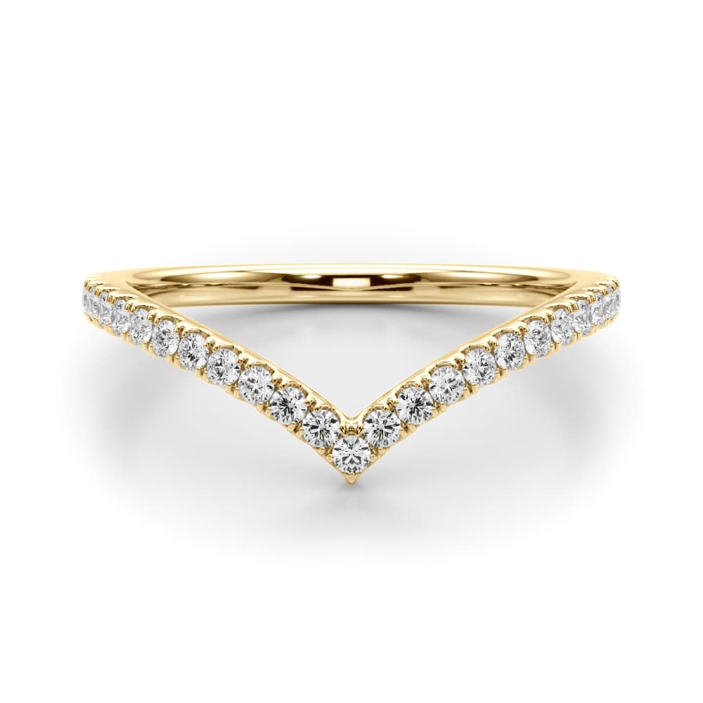 Chevron Wedding Bands (0.19 ct. tw.), On hand view in yellow gold